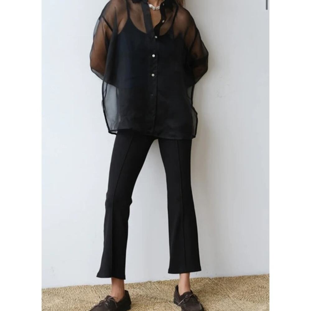 Donni. Sheer Button Down Shirt Top Silk Organza Medium 90s Minimal Luxury